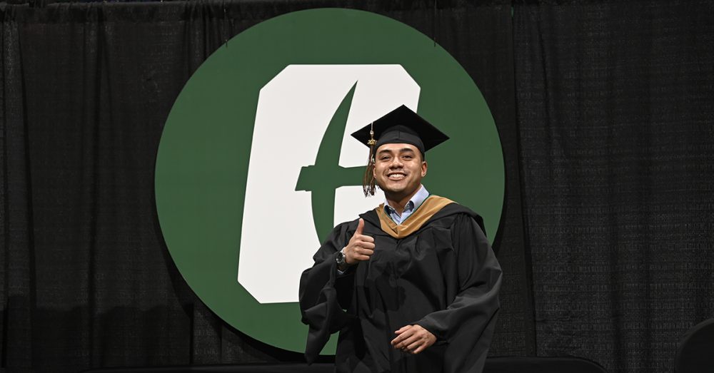 MBA student at UNC Charlotte commencement ceremony